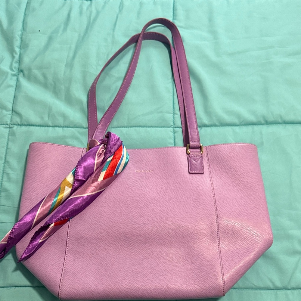 Vera Bradley Lavender Tote with Colorful Scarf Accent